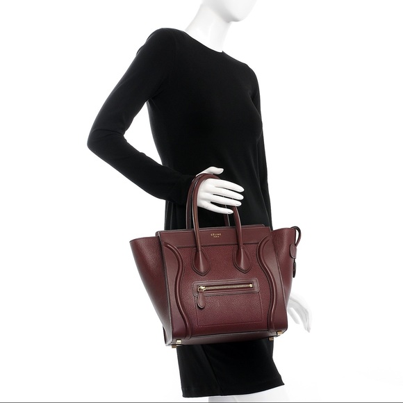 Celine Micro Luggage Handbag Calfskin Burgundy - Picture 3 of 15